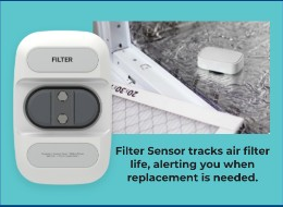 Filter Sensor attached to an air filter — tracks filter life and alerts you when replacement is needed